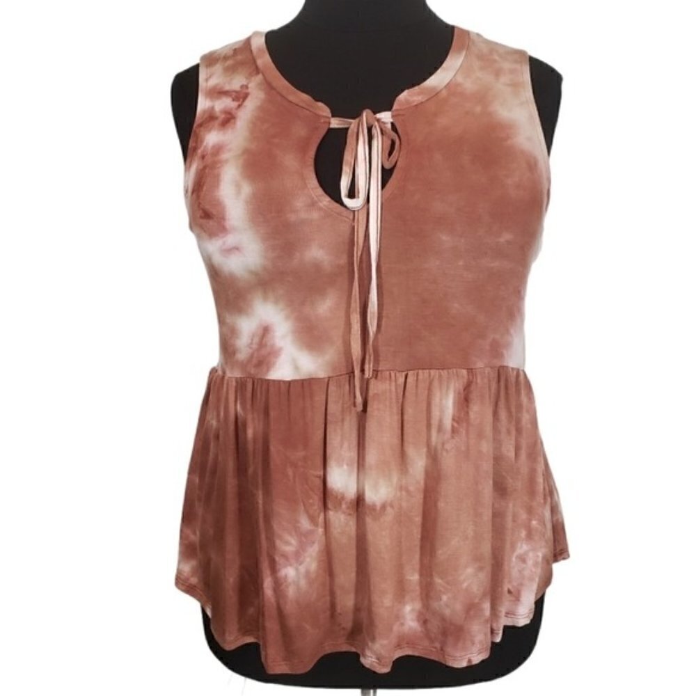☀ Knox Rose Women's Tie-Dye Tank Top Rust XL Sz XL